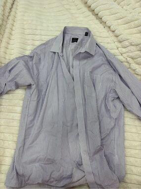 Arrow Men's Blue and White Pinstripe Dress Shirt